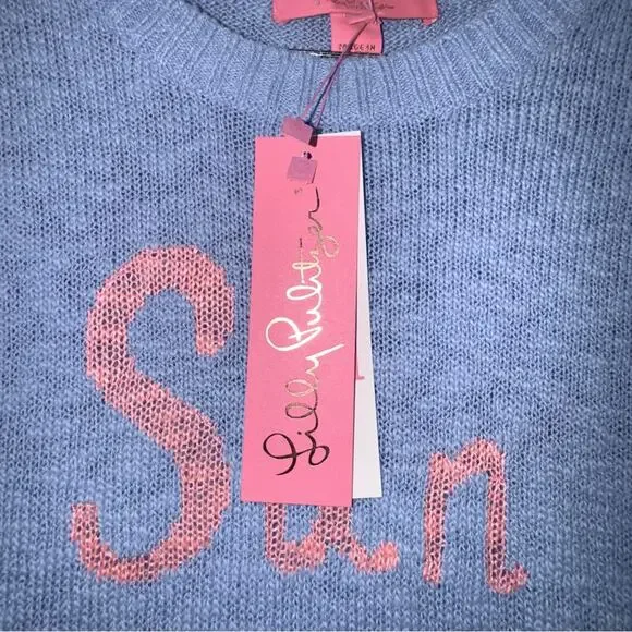 NWT Lilly Pulitzer Long Sleeve Pippy Sweater size Large Soft Cotton Blend Blue - Picture 4 of 6